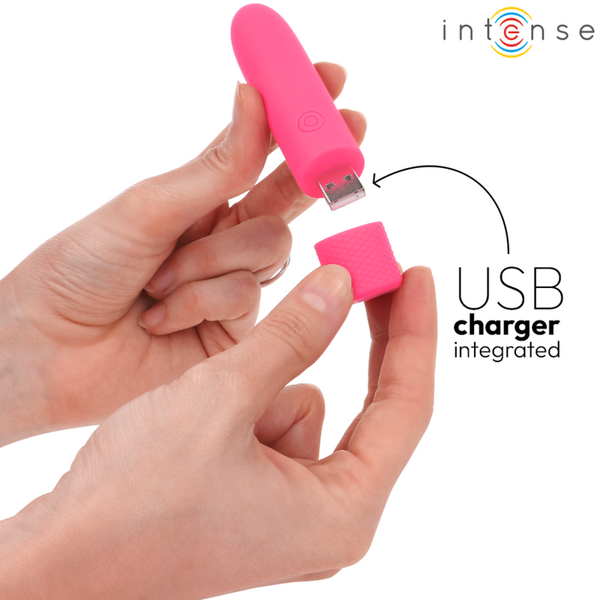 Symone bala vibradora recargable por usb 8 vibraciones rosa 10 x 2.2 cm