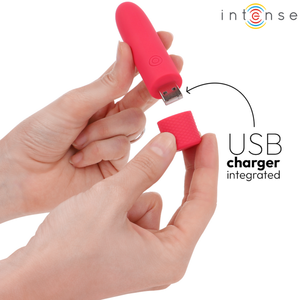 Symone bala vibradora recargable por usb 8 vibraciones rojo 10 x 2.2 cm