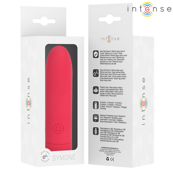Symone bala vibradora recargable por usb 8 vibraciones rojo 10 x 2.2 cm