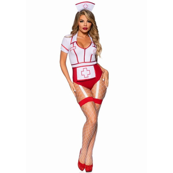Leg disfraz enfermera sexy rojo blanco m