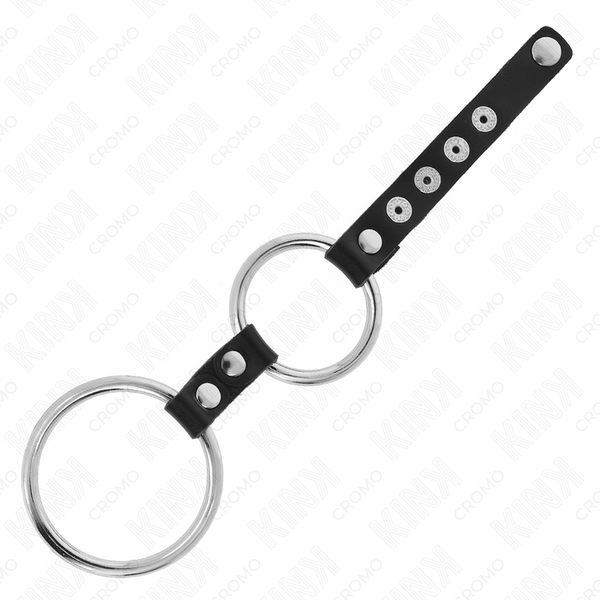 Kink anillo pene metal doble 3.8 cm a 5 cm conectados con cuero