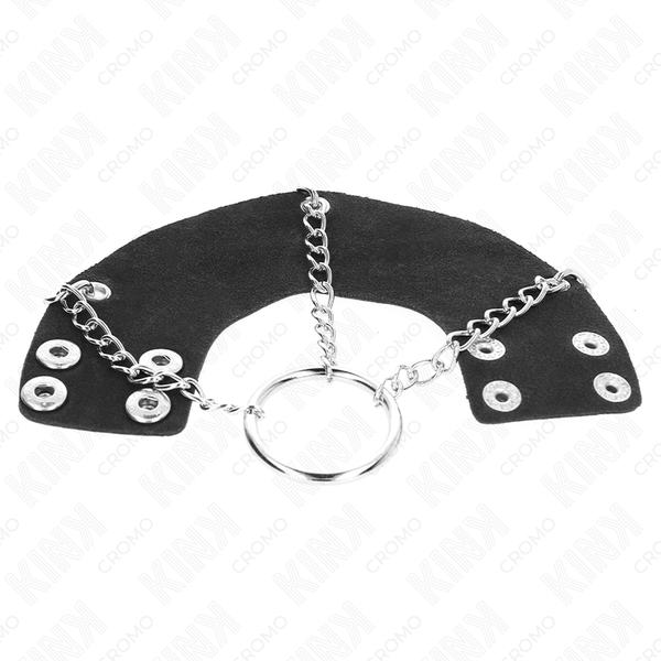 Kink anillo pene 4 cm cadena 7 cm metal con cinturón cuero
