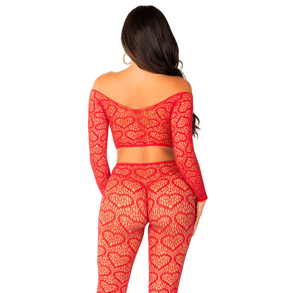 Leg crop top con medias rojo talla única