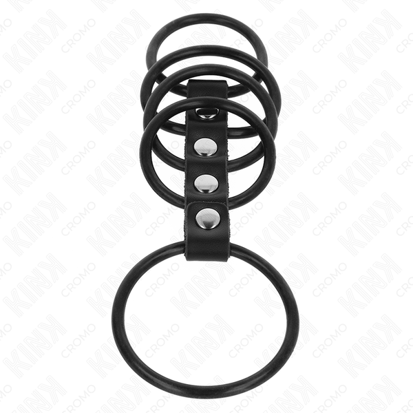 Kink 5 anillos pene silicona 3.8 cm a 4.8 cm conectados por cuero
