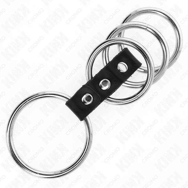 Kink 4 anillos pene metal 3.7 cm a 5 cm conectados por cuero