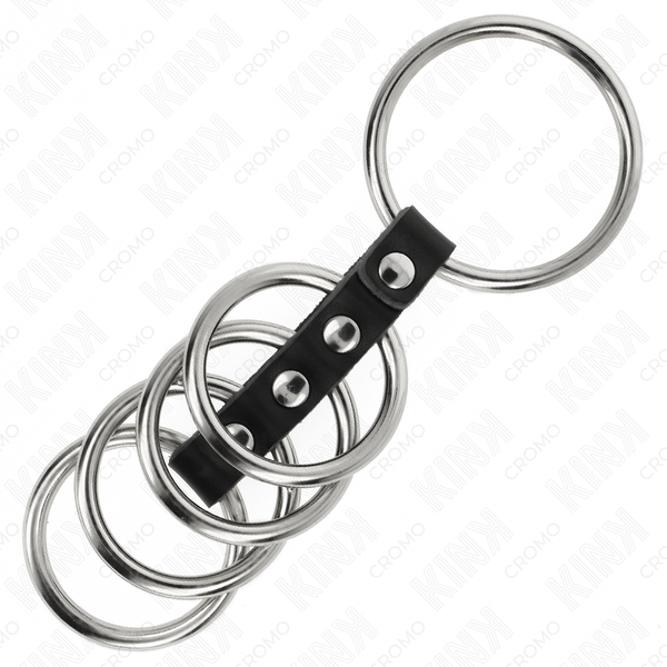 Kink 5 anillos pene 3.7 cm a 5 cm metal conectados por cuero