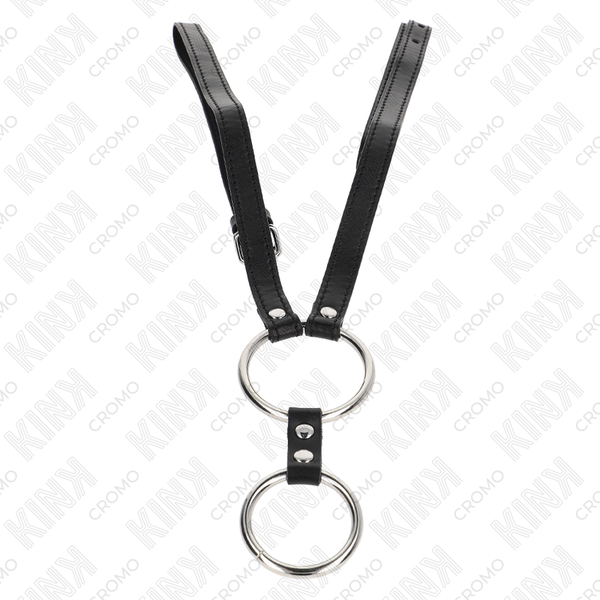 Kink anillo pene doble metal 3.8 cm a 5 cm con cinturón de polipiel 112 cm
