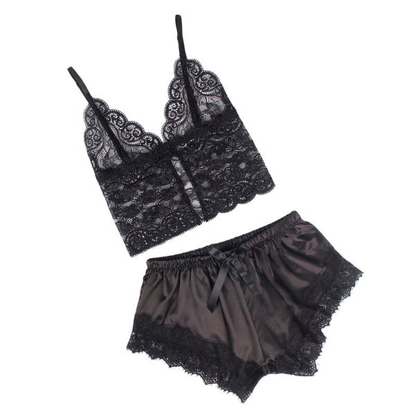 Subblime 953942 pijama sexy saten y encaje negro l xl