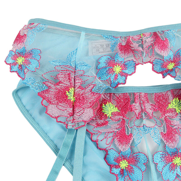Subblime 954116 sujetador con bragas con liguero diseño floral azul L/XL