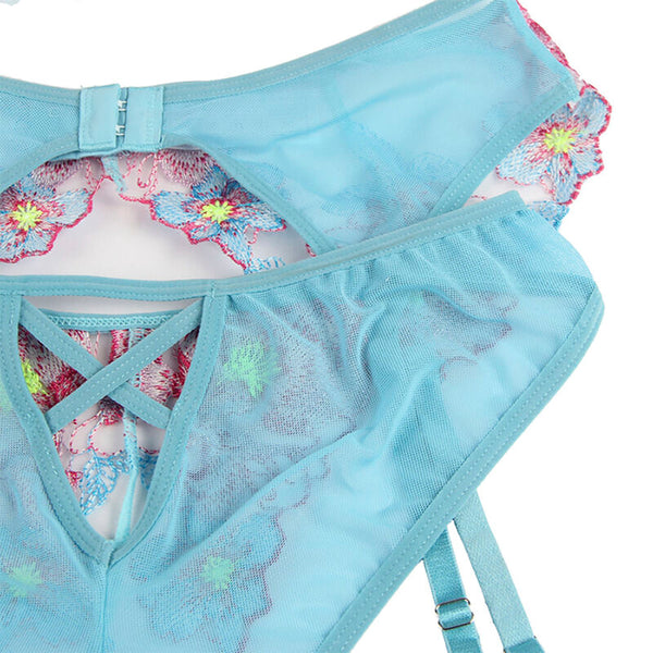Subblime 954116 sujetador con bragas con liguero diseño floral azul L/XL