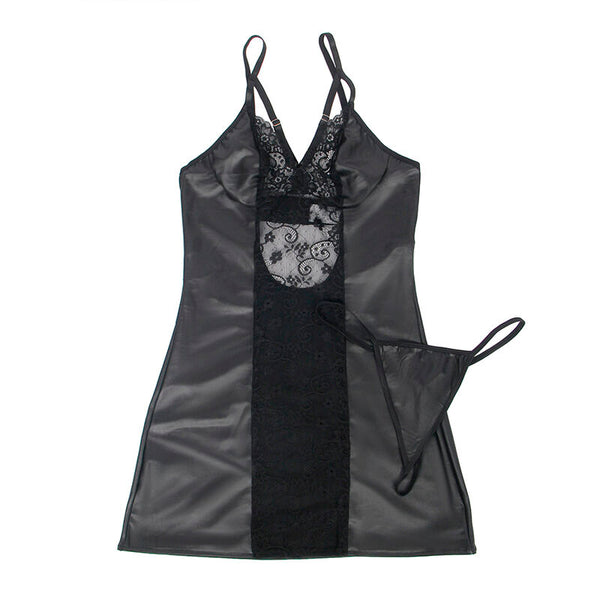 Subblime 954161 vestido con tanga cuero negro s m