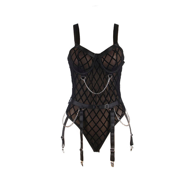 Subblime 954260 body con cadenas con ligueros negro s m