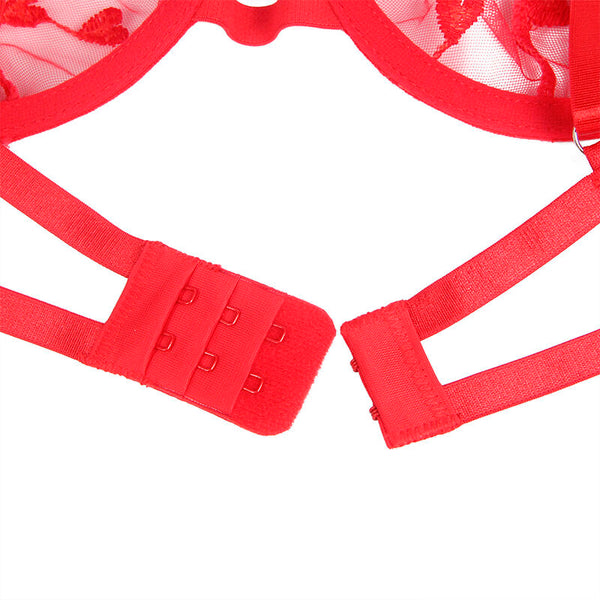 Subblime 954338 sujetador con tanga con ligueros estampado de corazones rojo l xl