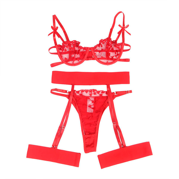 Subblime 954338 sujetador con tanga con ligueros estampado de corazones rojo l xl