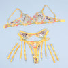 Subblime 954352 sujetador con tanga con ligueros diseño floral amarillo l xl
