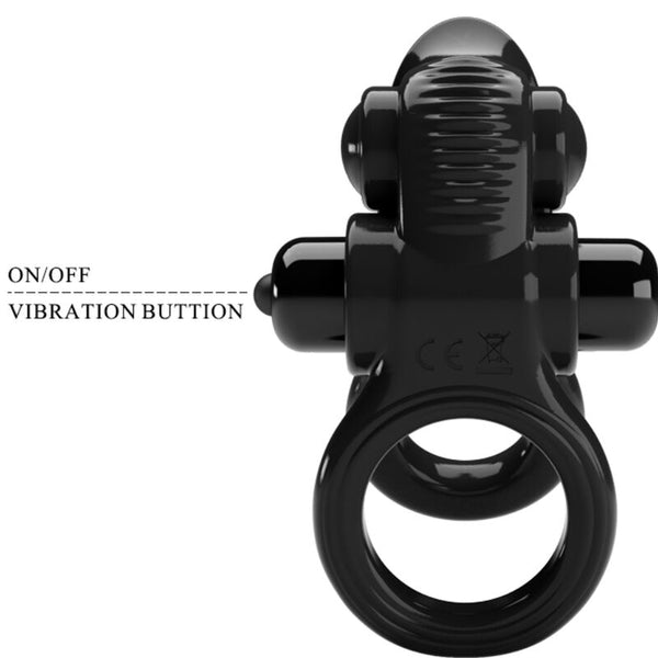 Passionate ring doble anillo vibrador con estimulador clítoris negro