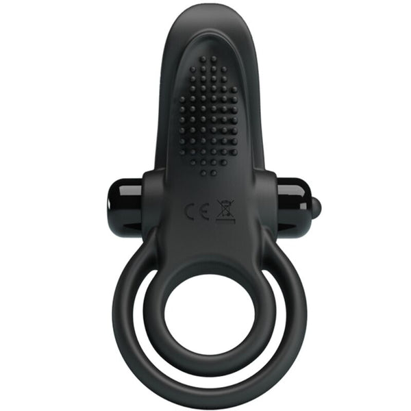 Doble anillo vibrador con estimulador clítoris 10 vibraciones negro