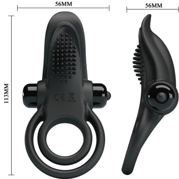 Doble anillo vibrador con estimulador clítoris 10 vibraciones negro