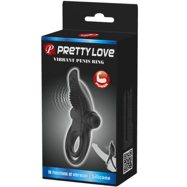 Doble anillo vibrador con estimulador clítoris 10 vibraciones negro