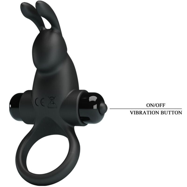 Anillo vibrador con estimulador rabbit clítoris 10 vibraciones negro