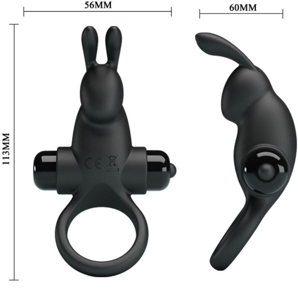 Anillo vibrador con estimulador rabbit clítoris 10 vibraciones negro