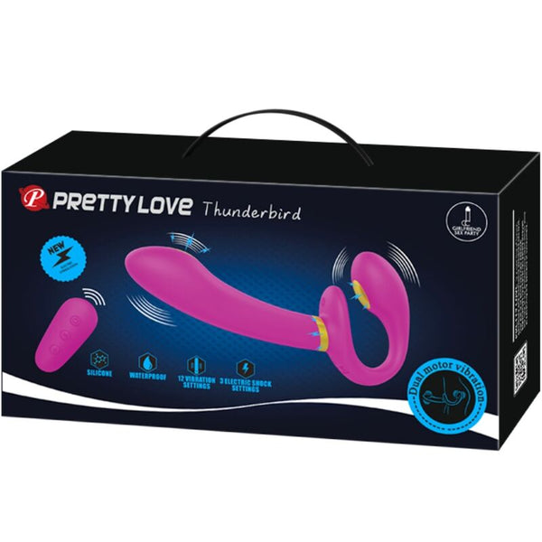 Thunderbird vibrador doble arnés control remoto morado