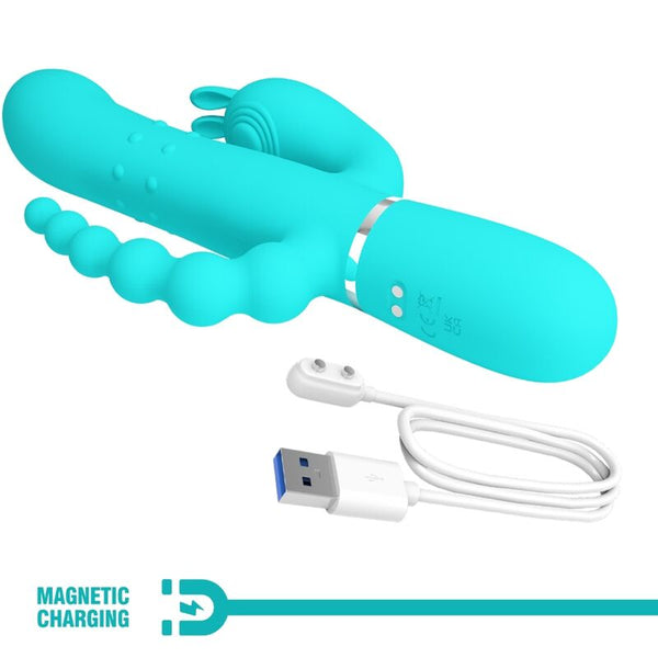 Cammy triple vibrador rabbit multifunción 4 en 1 azul