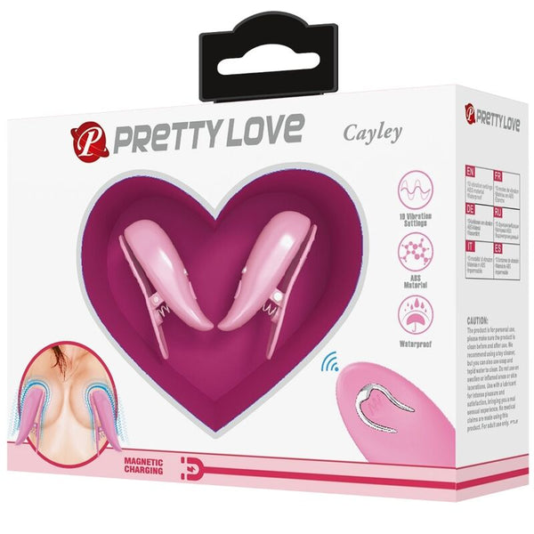 Pretty cailey pinzas para pezones 10 vibraciones control remoto rosa