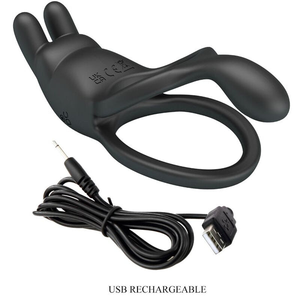 Seth doble anillo vibrador rabbit 7 vibraciones negro