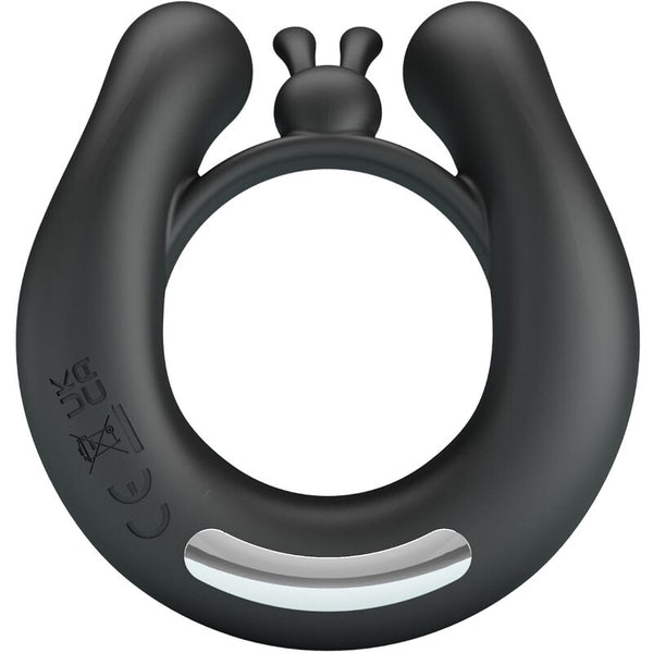 Dahlia anillo vibrador con estimulador de clítois 12 vibraciones negro