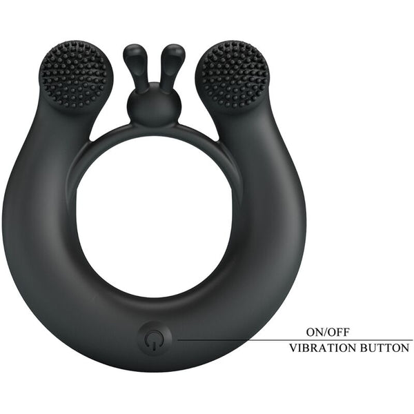 Dahlia anillo vibrador con estimulador de clítois 12 vibraciones negro