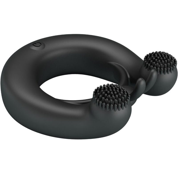 Dahlia anillo vibrador con estimulador de clítois 12 vibraciones negro