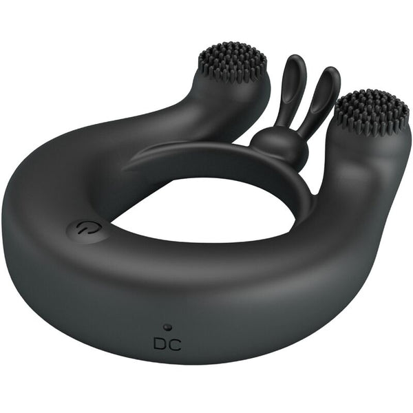Dahlia anillo vibrador con estimulador de clítois 12 vibraciones negro