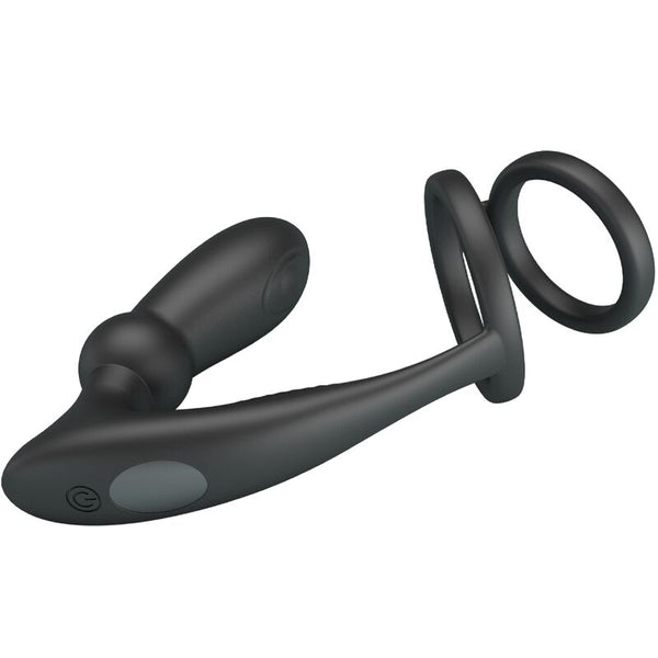Pretty emoni anillo pene con plug anal 12 vibraciones negro