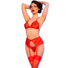 Chilirose cr 4848 set sujetador con tanga con medias de encaje rojo