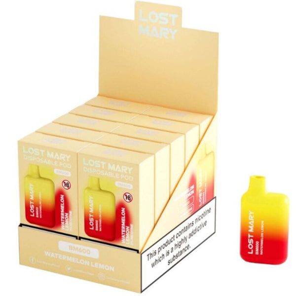 Lost bm600 vaper nicotina 2% desechable sabor sandía limón
