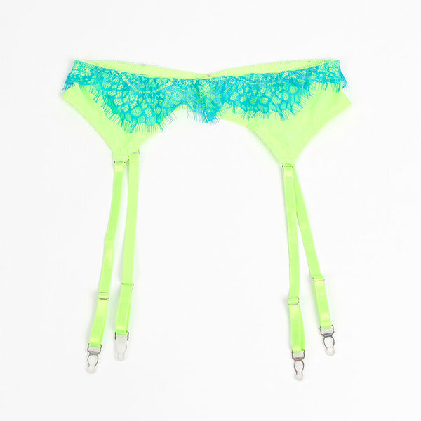 Subblime 955311 set sujetador con encaje y ligueros verde y azul s m