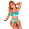 Subblime 955328 set sujetador con encaje y ligueros verde y azul l xl