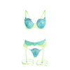 Subblime 955328 set sujetador con encaje y ligueros verde y azul l xl
