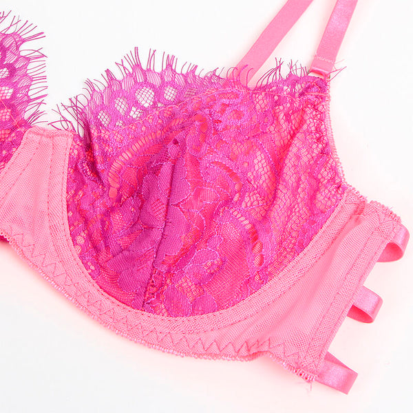 Subblime 955359 set sujetador con encaje y ligueros rosa y morado s m