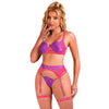 Subblime 955366 set sujetador con encaje y ligueros rosa y morado l xl
