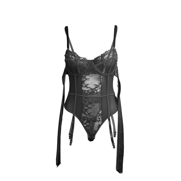 Subblime 955496 body de encaje con lazos y ligas negro s m