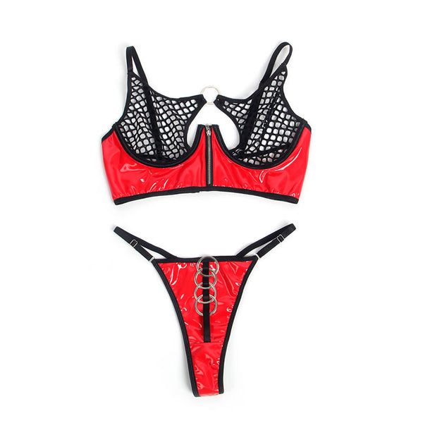 Subblime 955533 conjunto sujetador con cremallera de malla de charol rojo s m