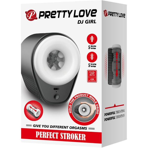 Pretty dj girl masturbador masculino con vibración 5 configuraciones negro