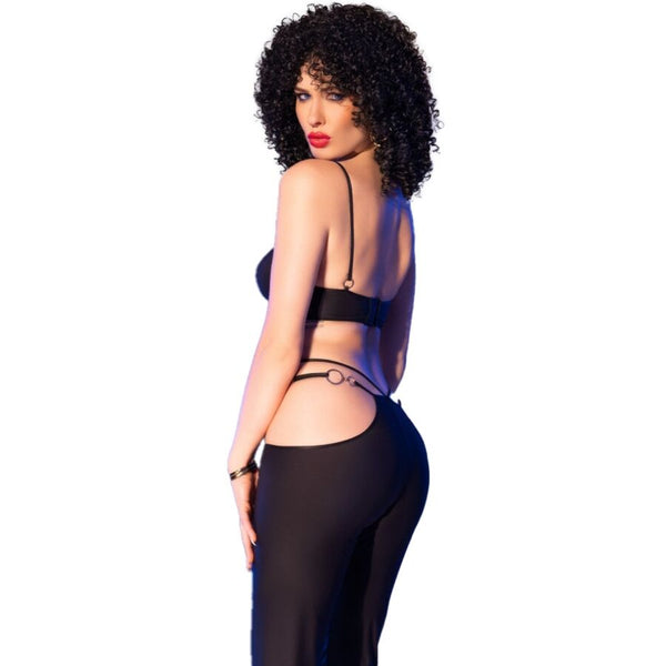 Chilirose cr 4851 set top negro y leggins con complementos dorados