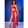 Chilirose cr 4850 set top rojo y leggins con complementos dorados