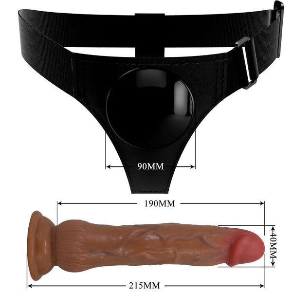 Pretty kyton arnés briefs universal con dildo squirting 19 cm mulato