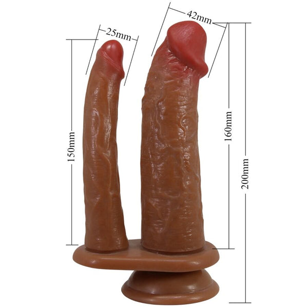 Pretty hulbert doble dildo realístico con vibración mulato