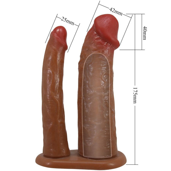 Pretty yairon funda para pene doble con extensión de 4 cm mulato