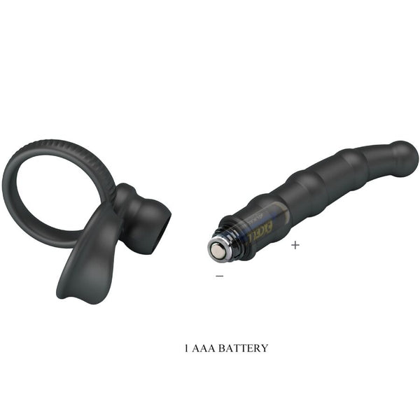 Tatum anillo vibrador pene con plug 10 vibraciones negro